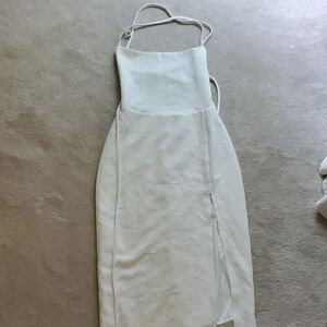 Elegant Cream Halter Sheath Dress